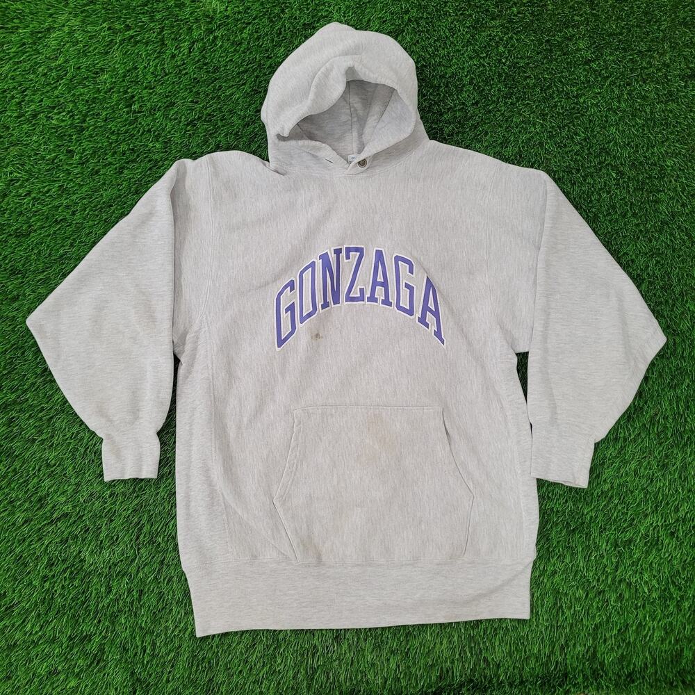 Vintage 90s Gonzaga Champion Reverse-Weave Hoodie L/2XL 23x28 Heavyweight